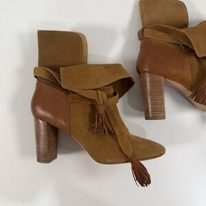 Ba&Sh Michael Lace Up Buckled Boots Women's EU 40 Camel Suede Leather Used Good